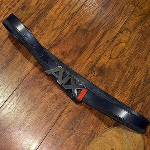 Armani Exchange A/X Men's Blue 30” Leather Belt